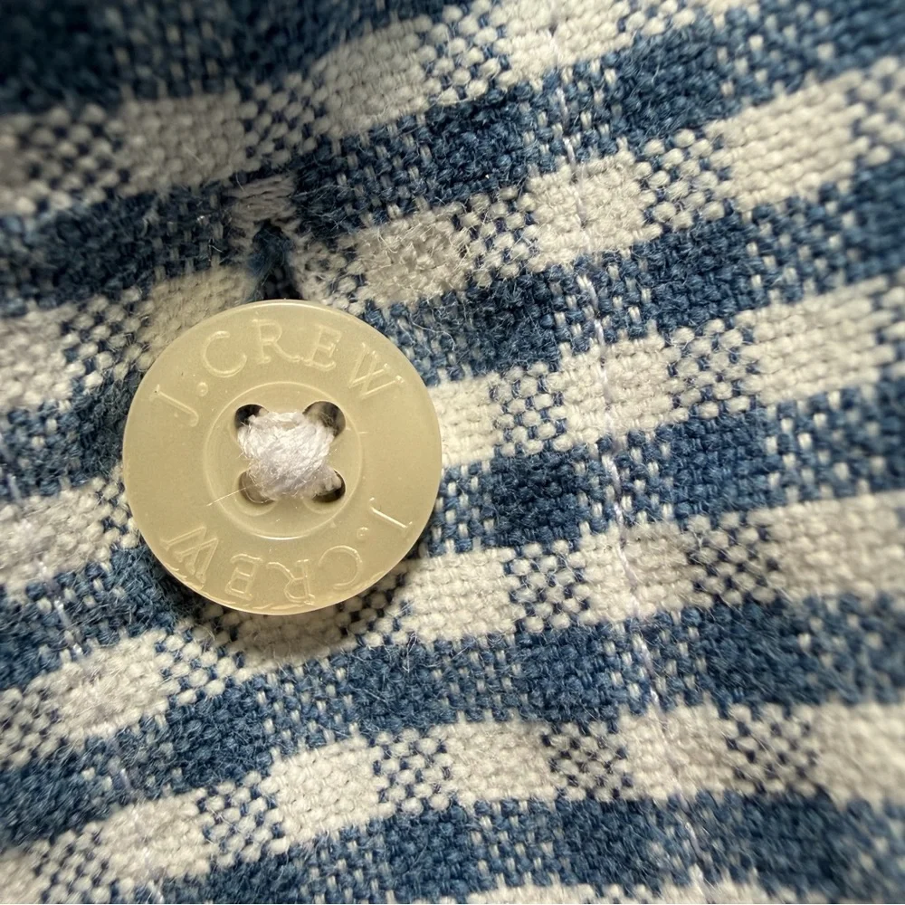 J. Crew Men's Navy and White Gingham Button-Down Shirt